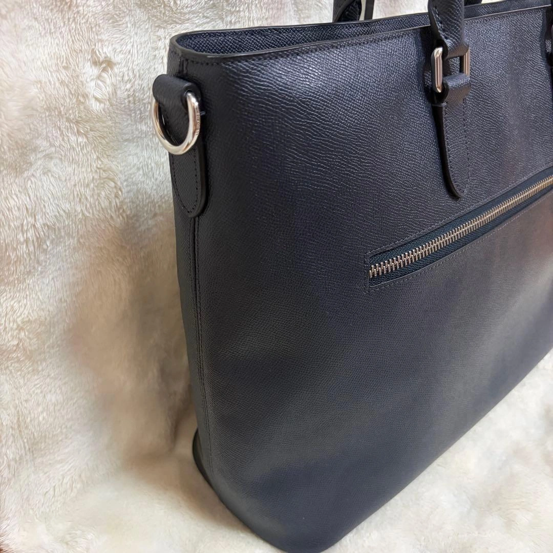 極美品 コーチ ベケット 2way トートバッグ ビジネス A4可 レザー 紺の写真6枚目