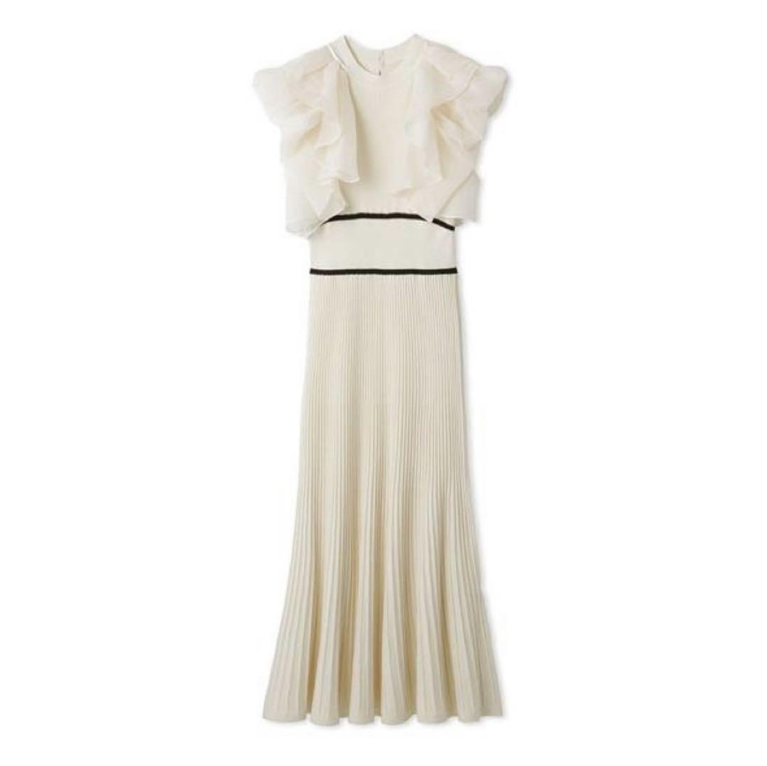 完売品 LILY BROWN フリルドッキングニットワンピース ホワイト
