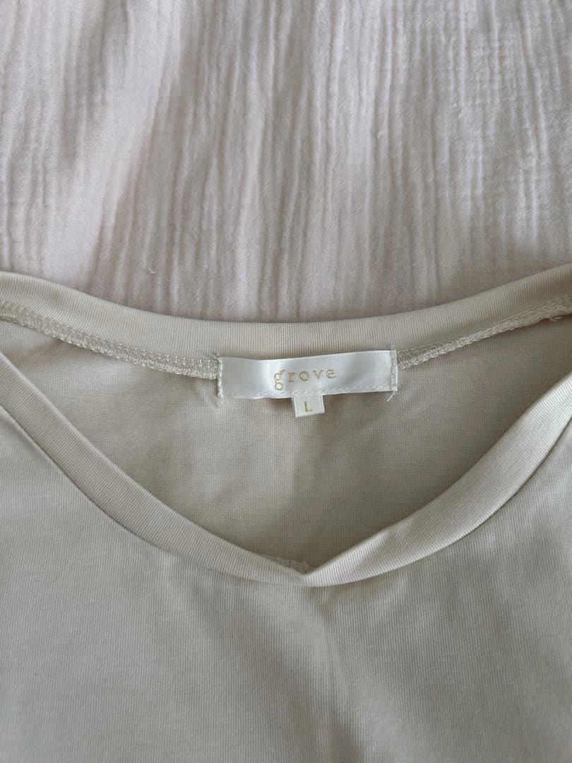 grove ロゴ刺繍 半袖Tシャツ アイボリー L ロゴTシャツの写真3枚目