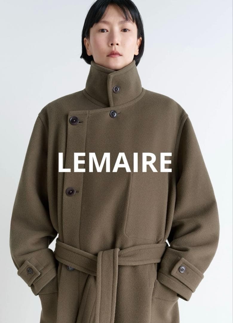 美品 Lemaire wrap coat ブラウンカーキ Sサイズの写真2枚目