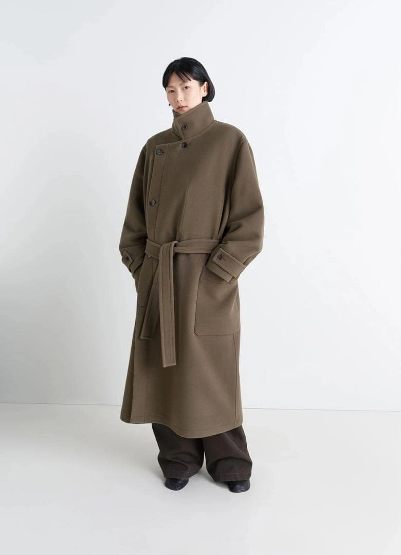 美品 Lemaire wrap coat ブラウンカーキ Sサイズの写真3枚目