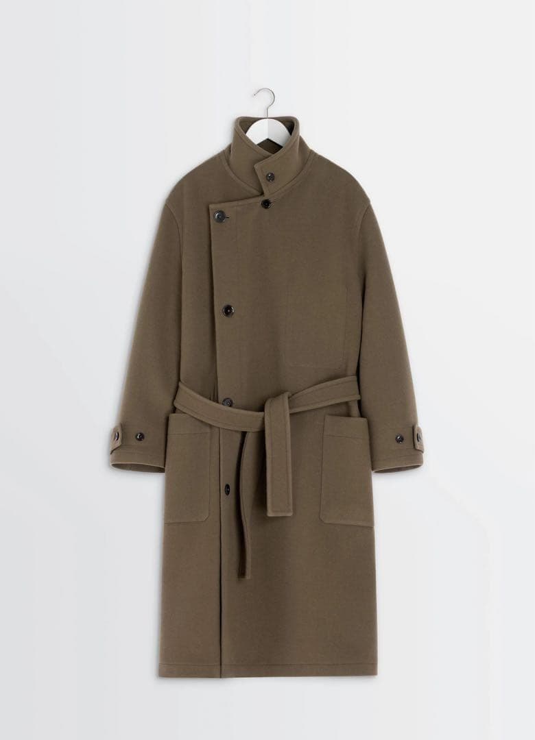 美品 Lemaire wrap coat ブラウンカーキ Sサイズの写真4枚目