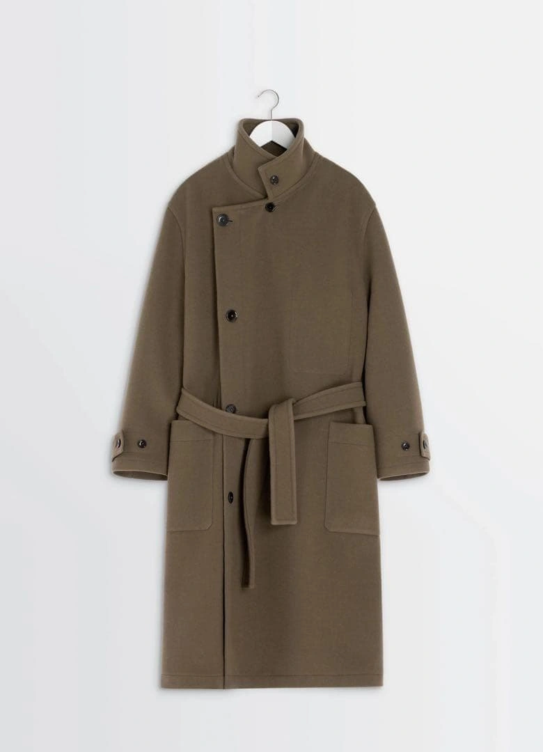 美品 Lemaire wrap coat ブラウンカーキ Sサイズの写真4枚目