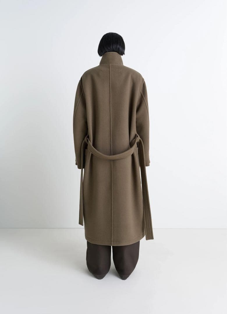 美品 Lemaire wrap coat ブラウンカーキ Sサイズの写真6枚目