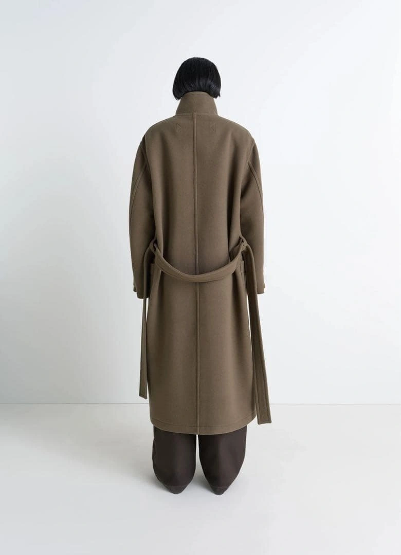 美品 Lemaire wrap coat ブラウンカーキ Sサイズの写真6枚目