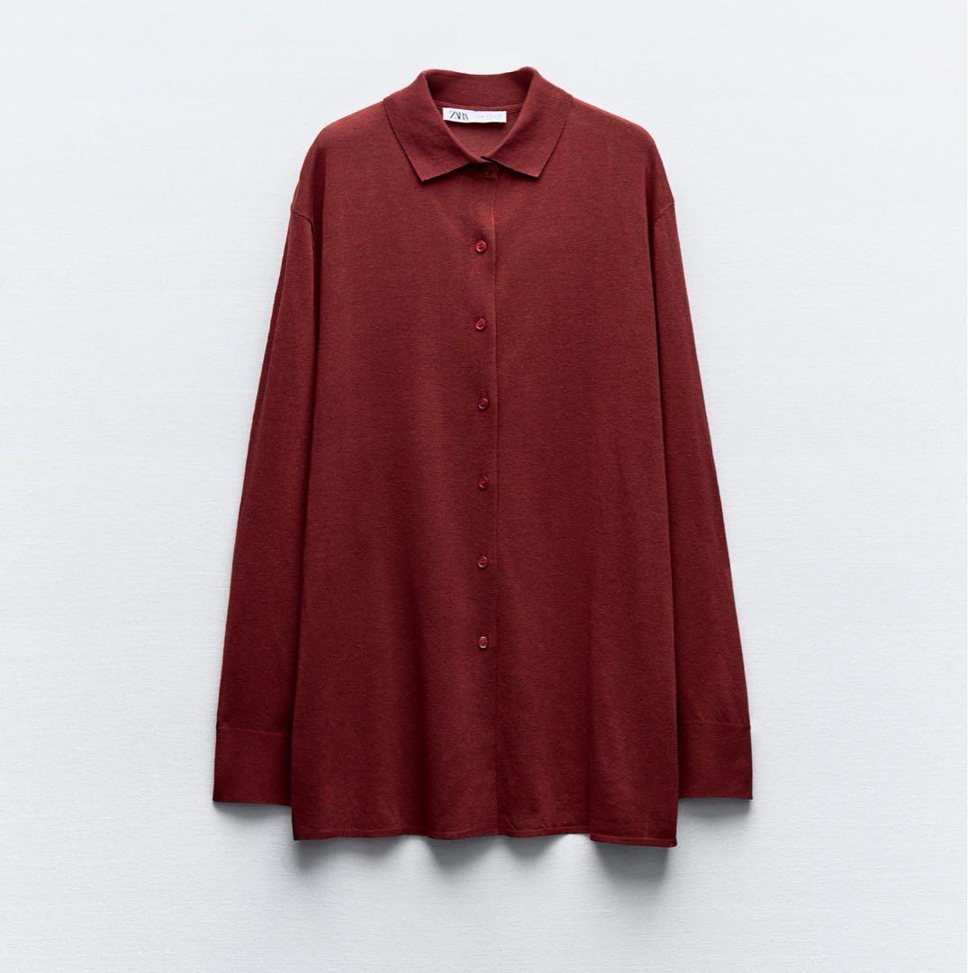 新品 ZARA プレーンニット ドロップショルダー ポロシャツの写真3枚目
