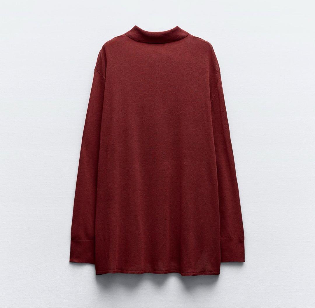 新品 ZARA プレーンニット ドロップショルダー ポロシャツの写真4枚目