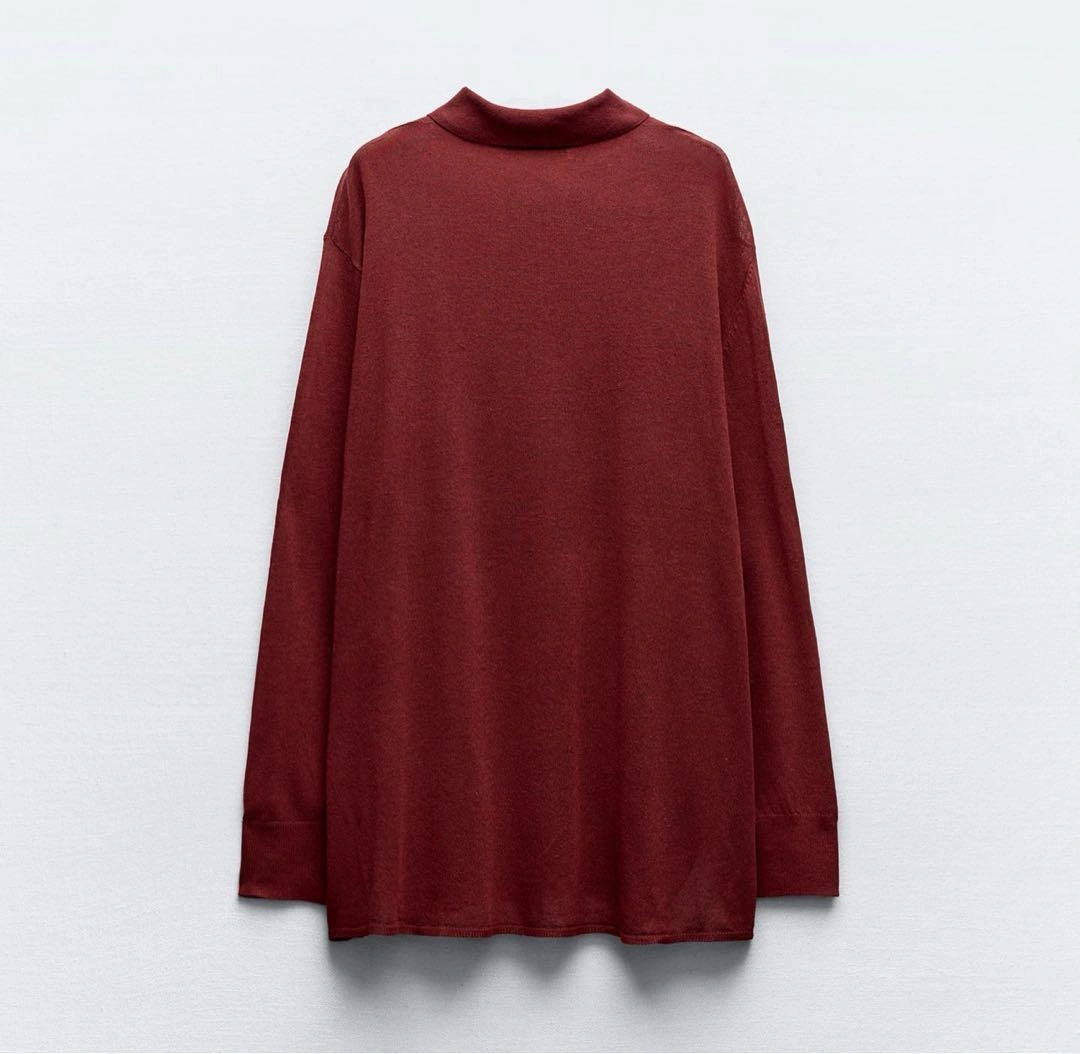 新品 ZARA プレーンニット ドロップショルダー ポロシャツの写真4枚目