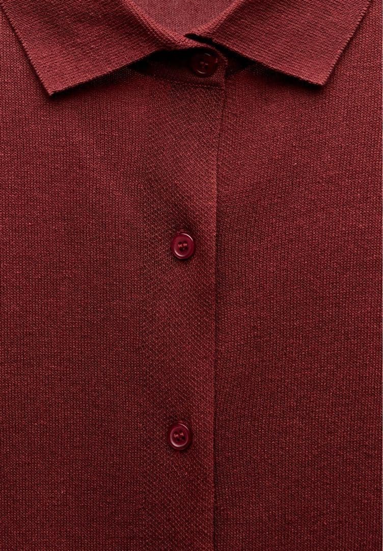 新品 ZARA プレーンニット ドロップショルダー ポロシャツの写真5枚目