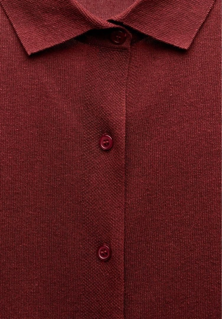 新品 ZARA プレーンニット ドロップショルダー ポロシャツの写真5枚目