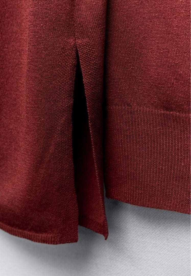 新品 ZARA プレーンニット ドロップショルダー ポロシャツの写真6枚目
