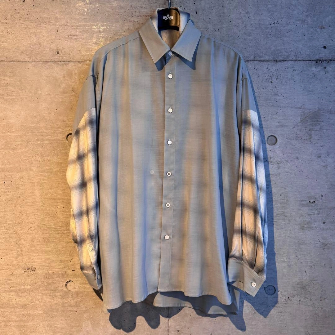 新品 amok /アモク/DOCKING SHIRT チェック柄シャツ ミントの写真2枚目