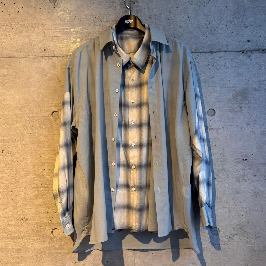 新品 amok /アモク/DOCKING SHIRT チェック柄シャツ ミントの写真4枚目