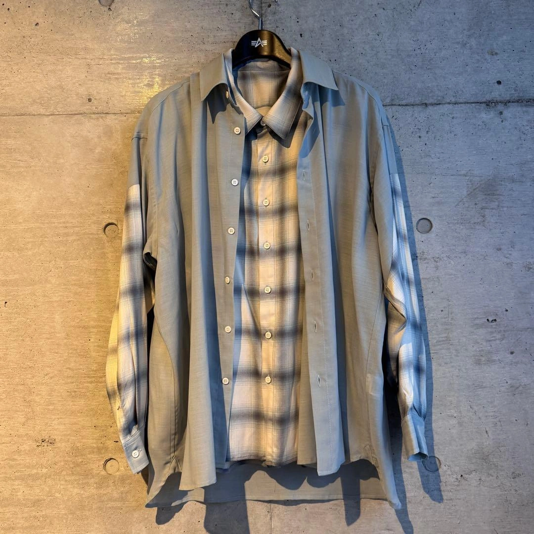 新品 amok /アモク/DOCKING SHIRT チェック柄シャツ ミントの写真4枚目