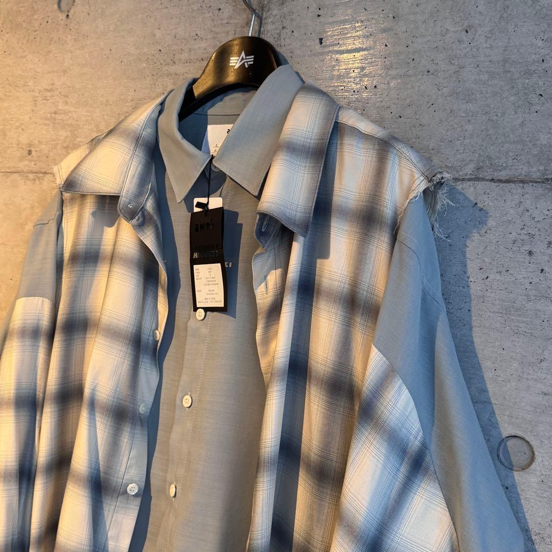新品 amok /アモク/DOCKING SHIRT チェック柄シャツ ミントの写真5枚目