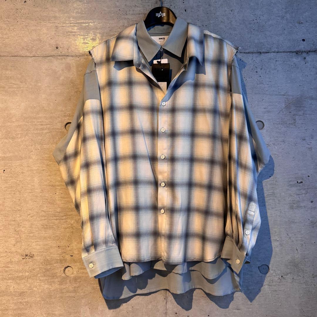 新品 amok /アモク/DOCKING SHIRT チェック柄シャツ ミントの写真7枚目
