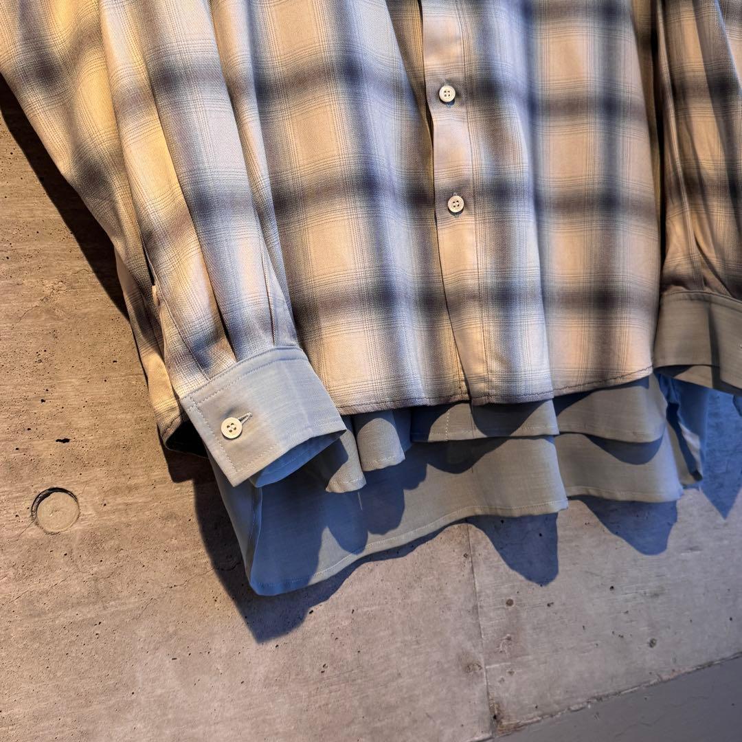 新品 amok /アモク/DOCKING SHIRT チェック柄シャツ ミントの写真8枚目
