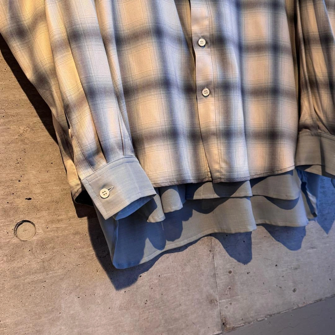 新品 amok /アモク/DOCKING SHIRT チェック柄シャツ ミントの写真8枚目
