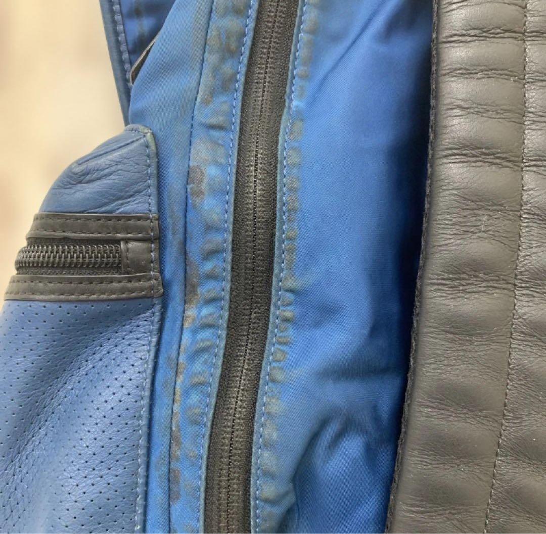 COACH パンチングレザー バックパック ブルー 247の写真5枚目