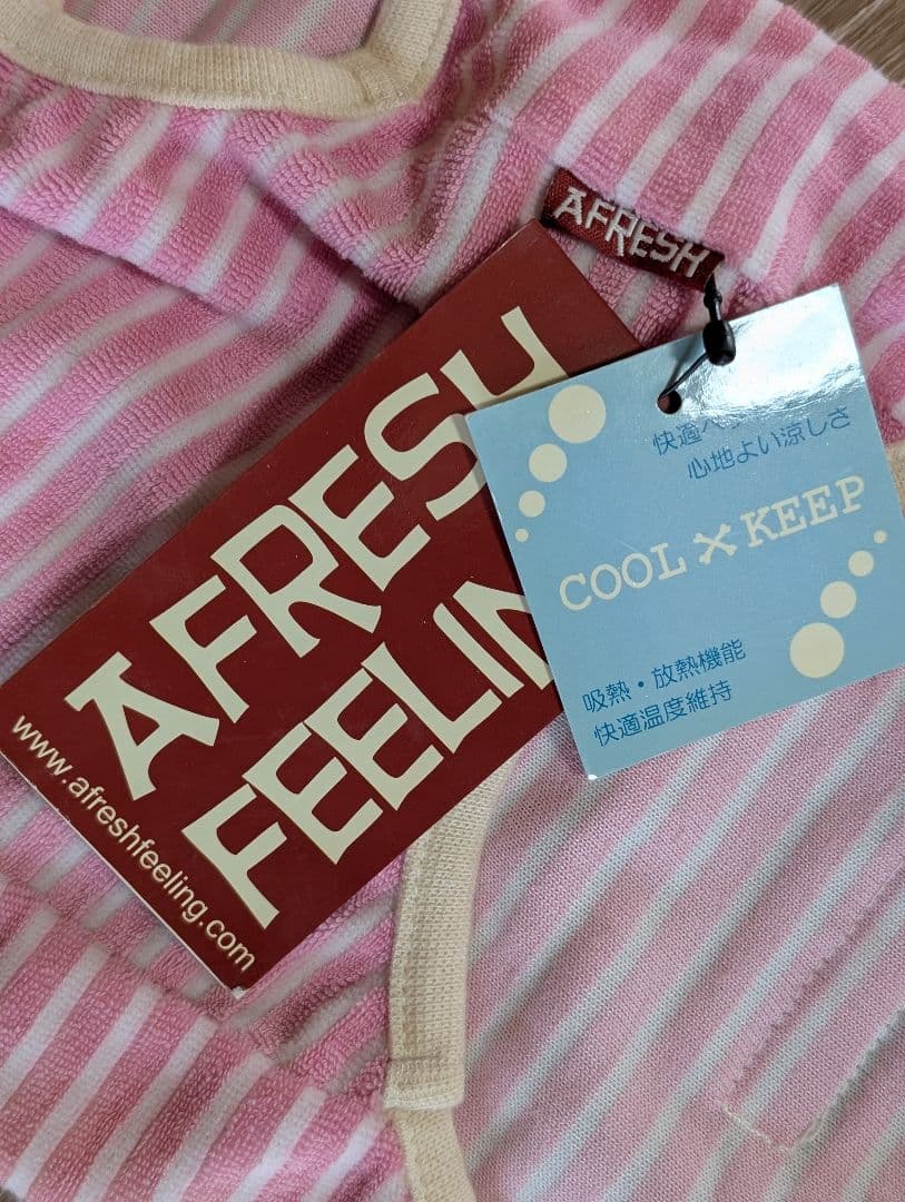 AFRESH FEELING ノースリーブ犬服 ピンクストライプ新品＊パイル地Mの写真3枚目