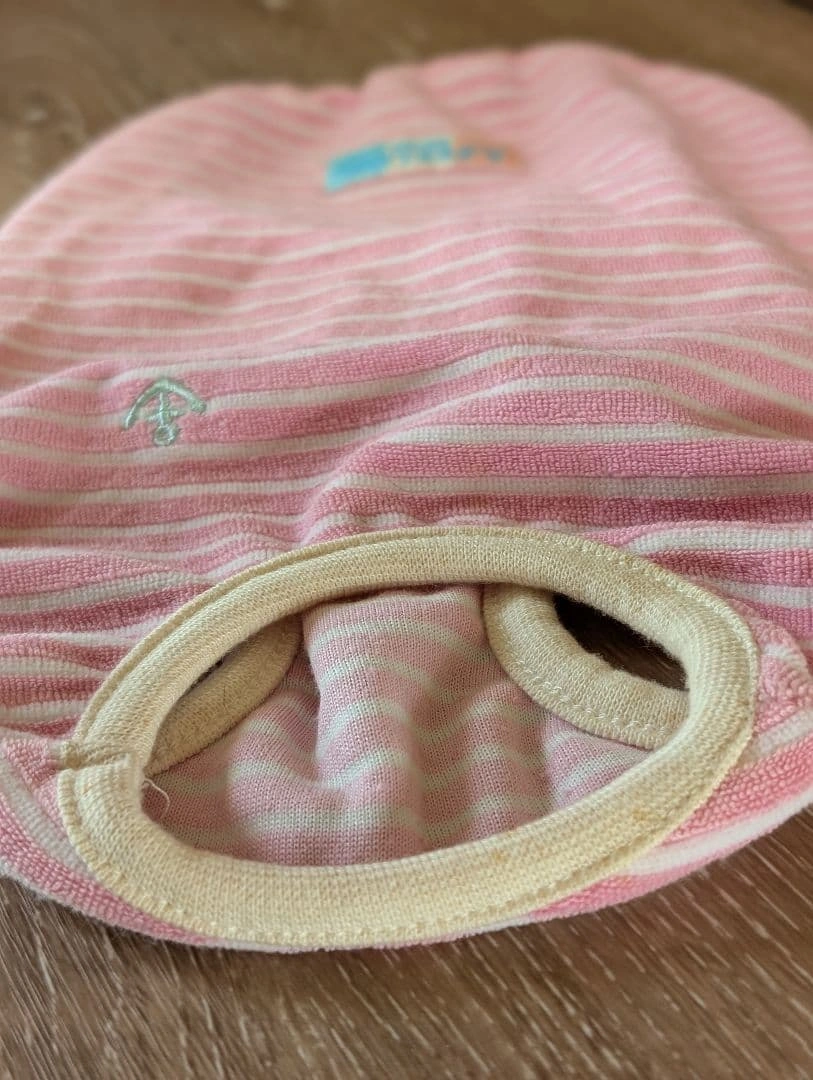 AFRESH FEELING ノースリーブ犬服 ピンクストライプ新品*パイル地Mの写真4枚目