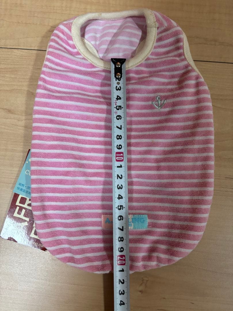 AFRESH FEELING ノースリーブ犬服 ピンクストライプ新品＊パイル地Mの写真7枚目