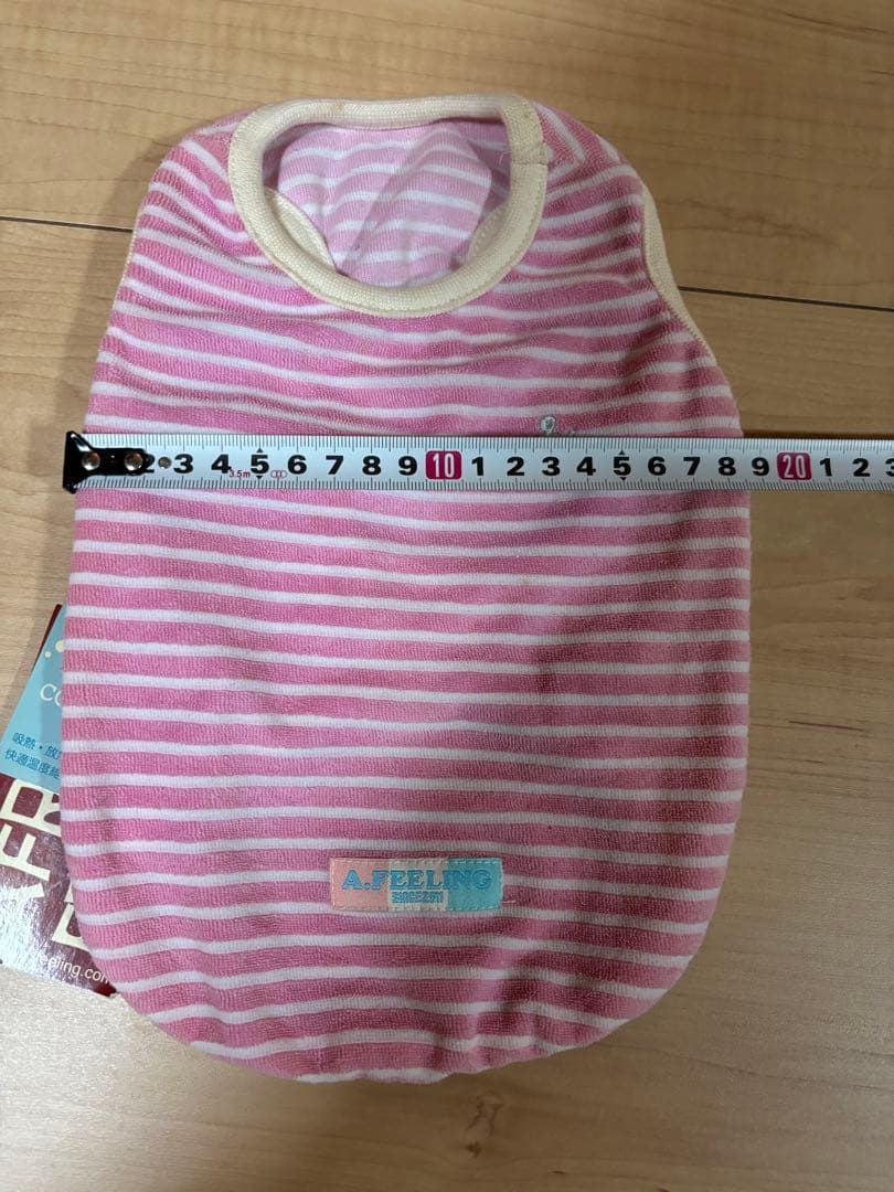 AFRESH FEELING ノースリーブ犬服 ピンクストライプ新品＊パイル地Mの写真8枚目