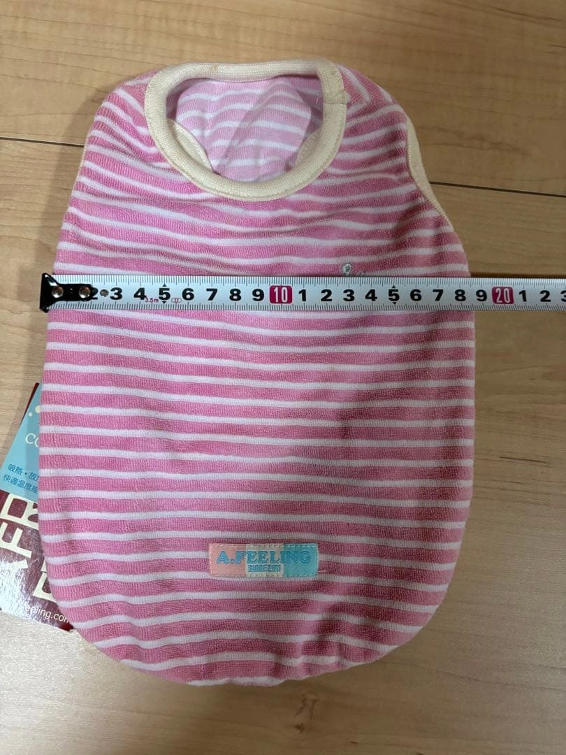 AFRESH FEELING ノースリーブ犬服 ピンクストライプ新品*パイル地Mの写真8枚目