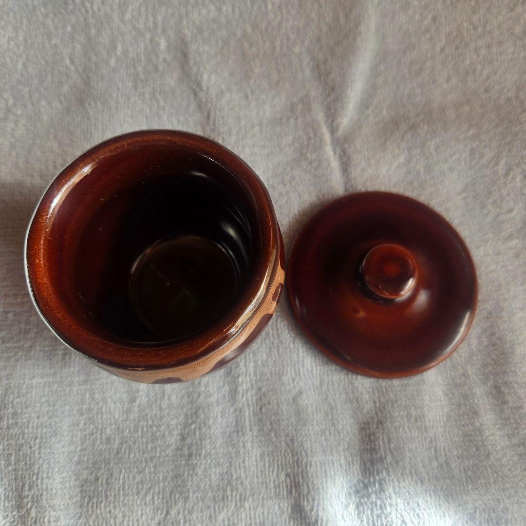 美濃焼 茶色 陶器製蓋付き 漬け物容器の写真2枚目