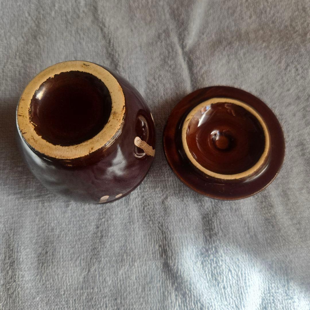 美濃焼 茶色 陶器製蓋付き 漬け物容器の写真3枚目