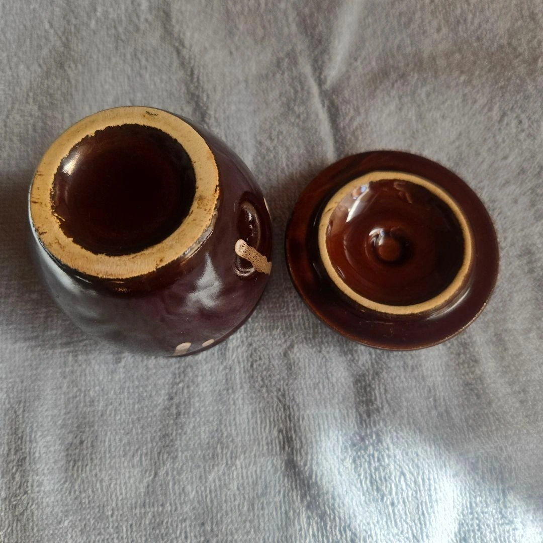 美濃焼 茶色 陶器製蓋付き 漬け物容器の写真3枚目