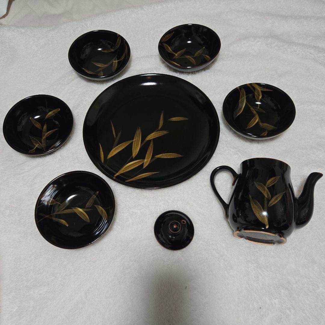 【丸石陶器】美しい器 天ぷら揃え 7点セット（大皿・小皿・急須）