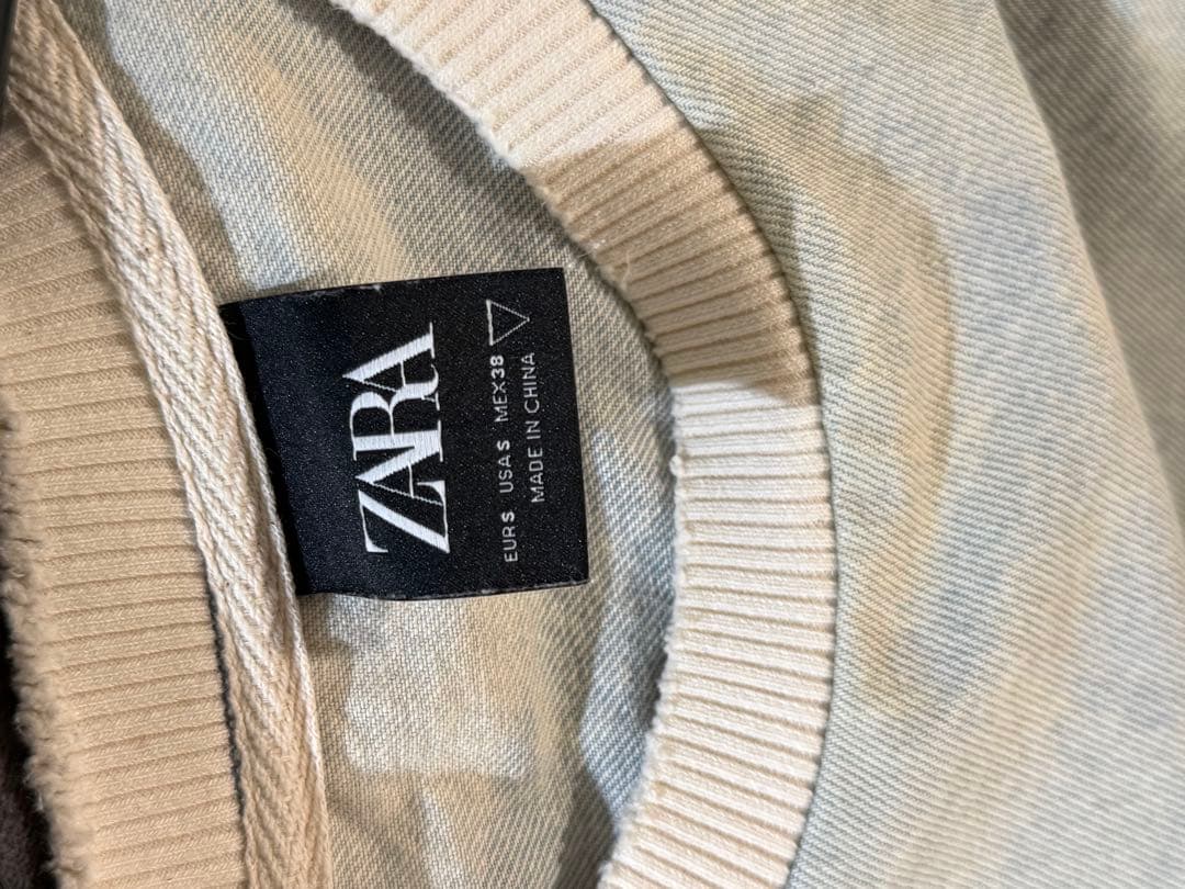 ZARA MAN デニムスウェット プルオーバー カットオフ ライトブルー Sの写真4枚目