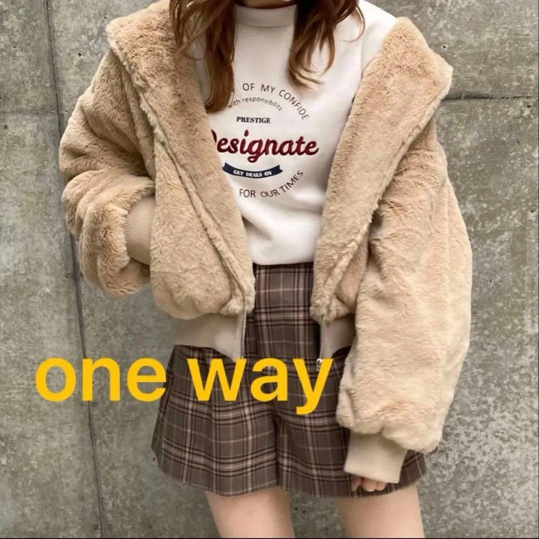 one way 《ワンウェイ》 ボアパーカー ファーフルジップ M オートミール