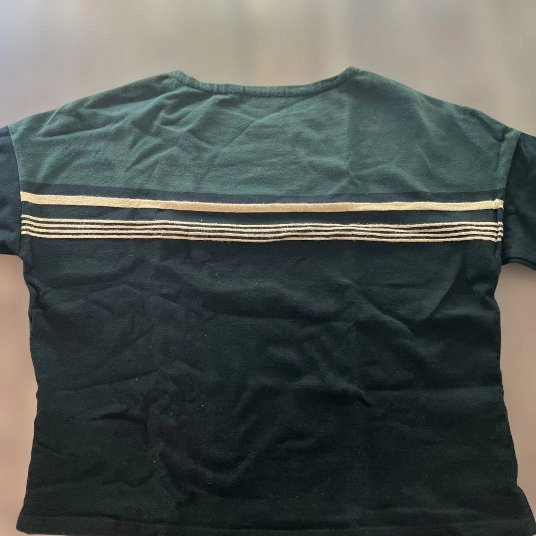 PETIT BATEAU プチバトー 七分袖カットソー グリーン×ブラックの写真3枚目