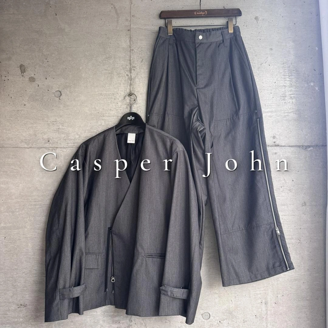 美品 Casper John ノーカラーセットアップ グレー S/Lの写真2枚目