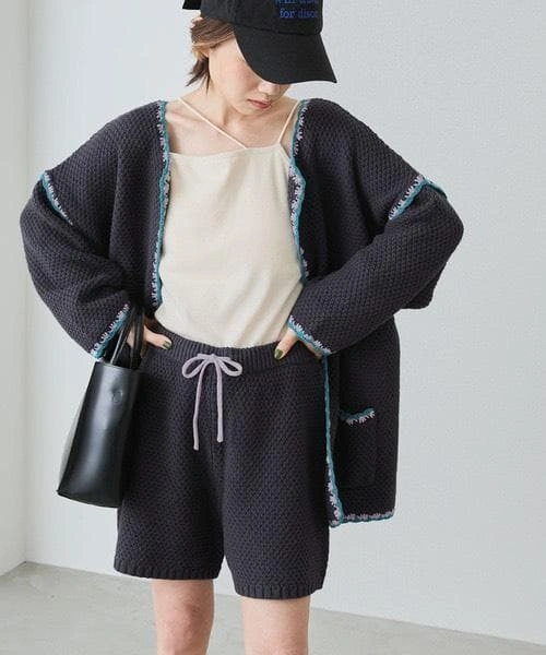 美品 forksy. クロシェ編み カーディガン&ワイドパンツ セットアップの写真6枚目