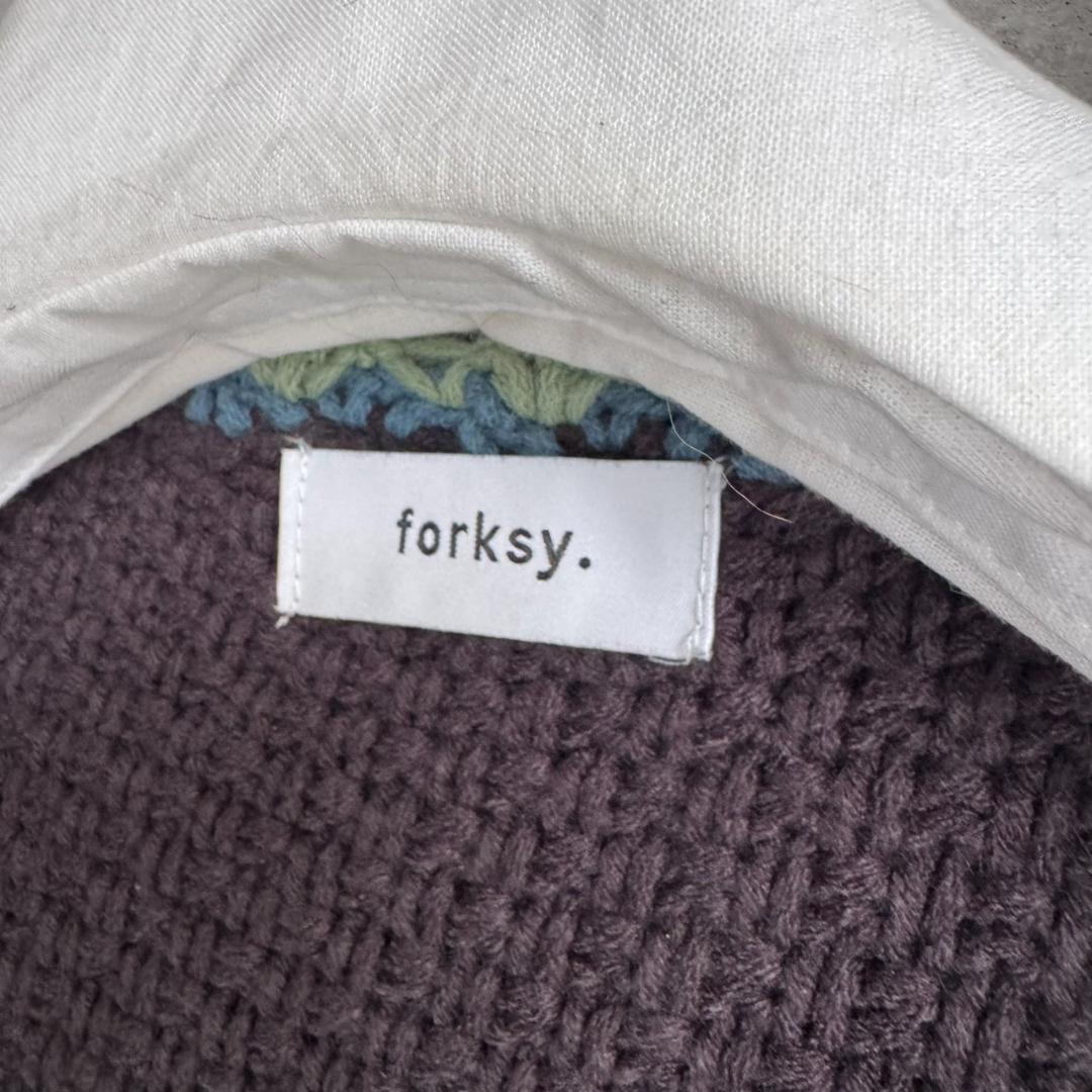美品 forksy. クロシェ編み カーディガン&ワイドパンツ セットアップの写真8枚目