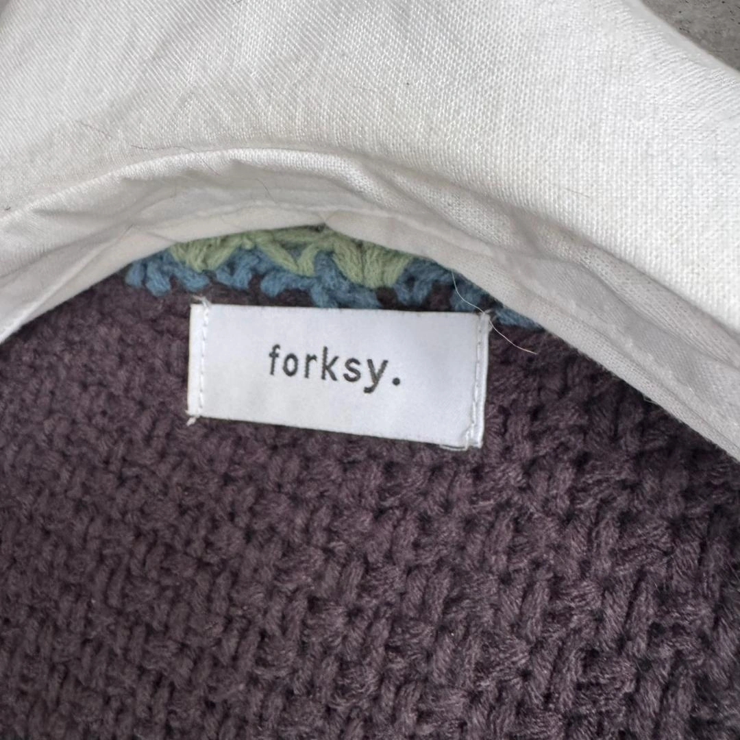 美品 forksy. クロシェ編み カーディガン&ワイドパンツ セットアップの写真8枚目