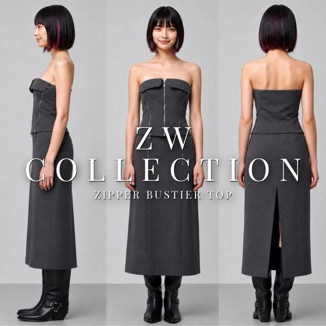 美品 ZWコラボ コレクション モード ジッパービスチェトップス