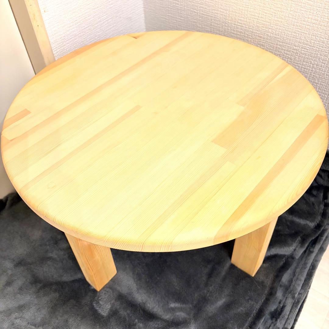 【手作り・一点物】天然木 丸型ローテーブル