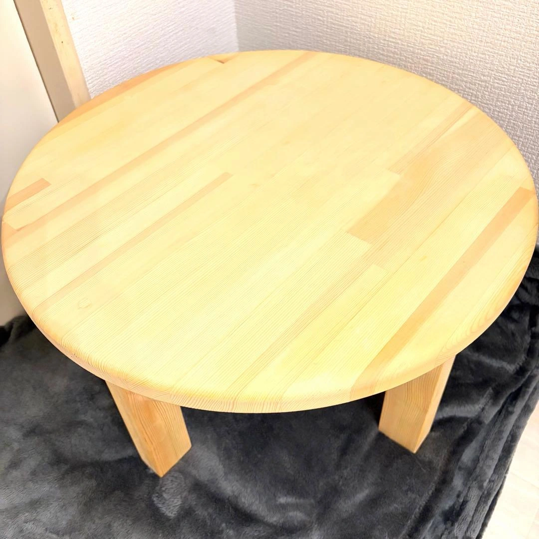 【手作り・一点物】天然木 丸型ローテーブル