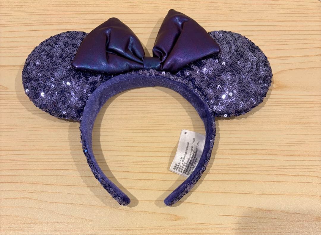 海外ディズニー限定　上海ディズニー　パープルスパンコール×メタリックリボン
