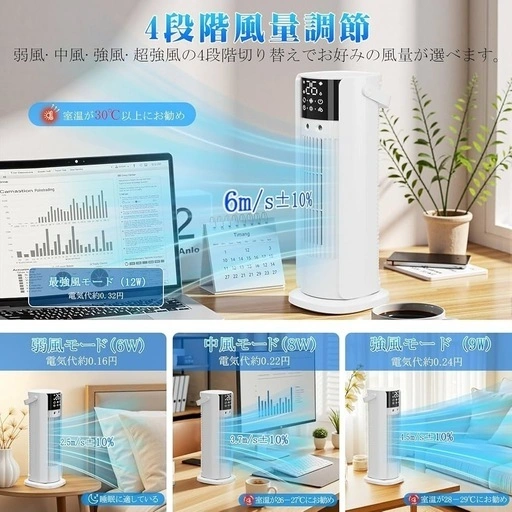 新品未使用 タワーファン 扇風機 1台4役 冷風機 羽根なし DCモーターの写真3枚目