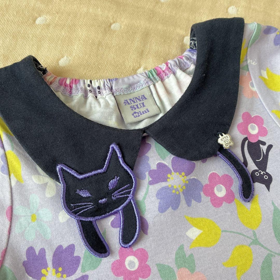 ANNA SUI mini ワンピース 90cm 猫 花柄の写真2枚目