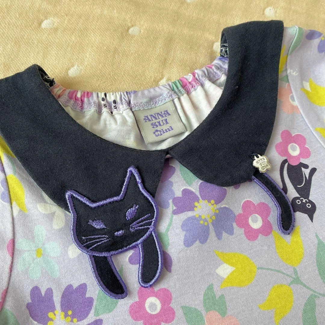 ANNA SUI mini ワンピース 90cm 猫 花柄の写真2枚目