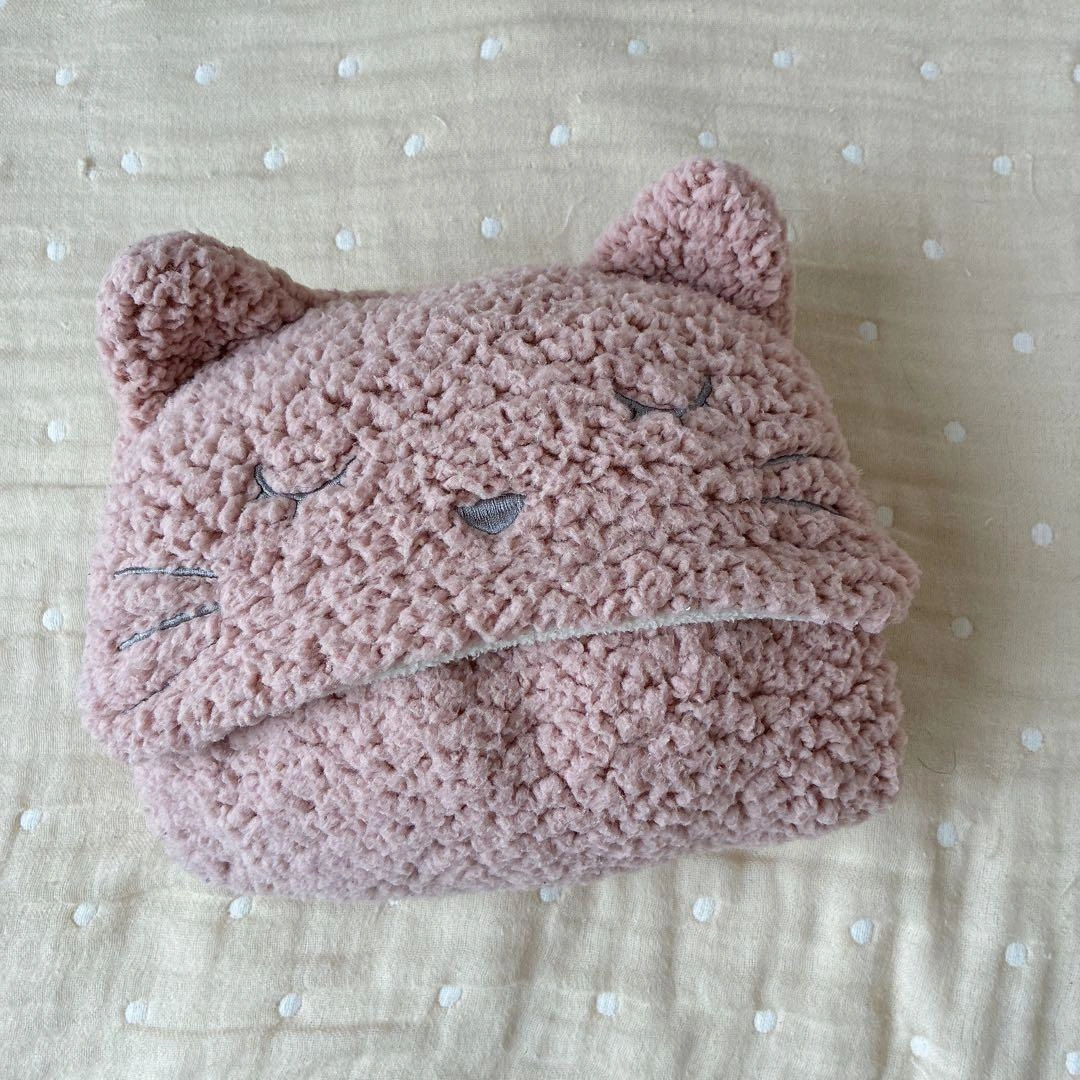 ベビー 抱っこ紐ケープ ベビーカー ねこ耳 フード付き ピンクの写真5枚目