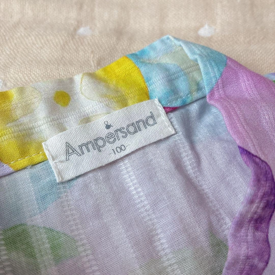 Ampersand 甚平 朝顔柄 100cm 巾着付きの写真2枚目