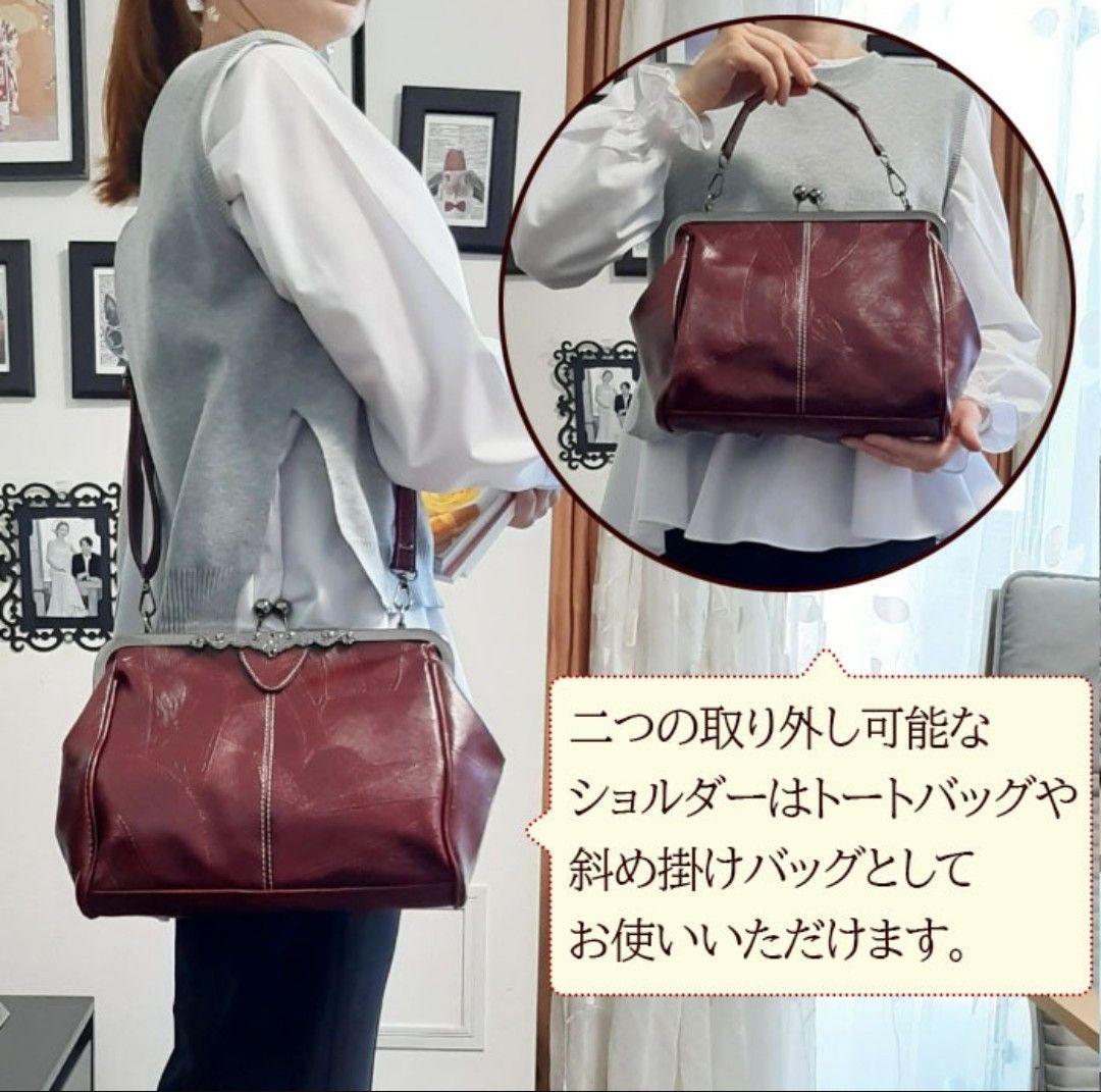 【新品】2WAYがま口バッグ　くすみピンク　ショルダー　ハンドバッグ　不織布付きの写真7枚目