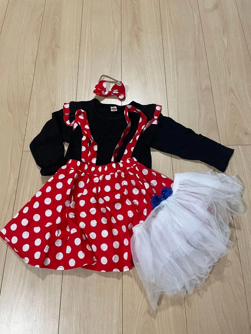 ミニーちゃん風 コスプレ 120 パニエ付き 4点セット ハロウィン 仮装の写真2枚目